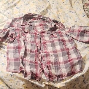 Cato Burgundy and Gray Plaid Shirt